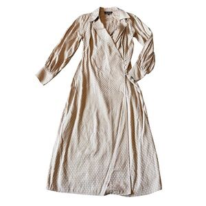 Something Navy Cream Textured Maxi Wrap Dress